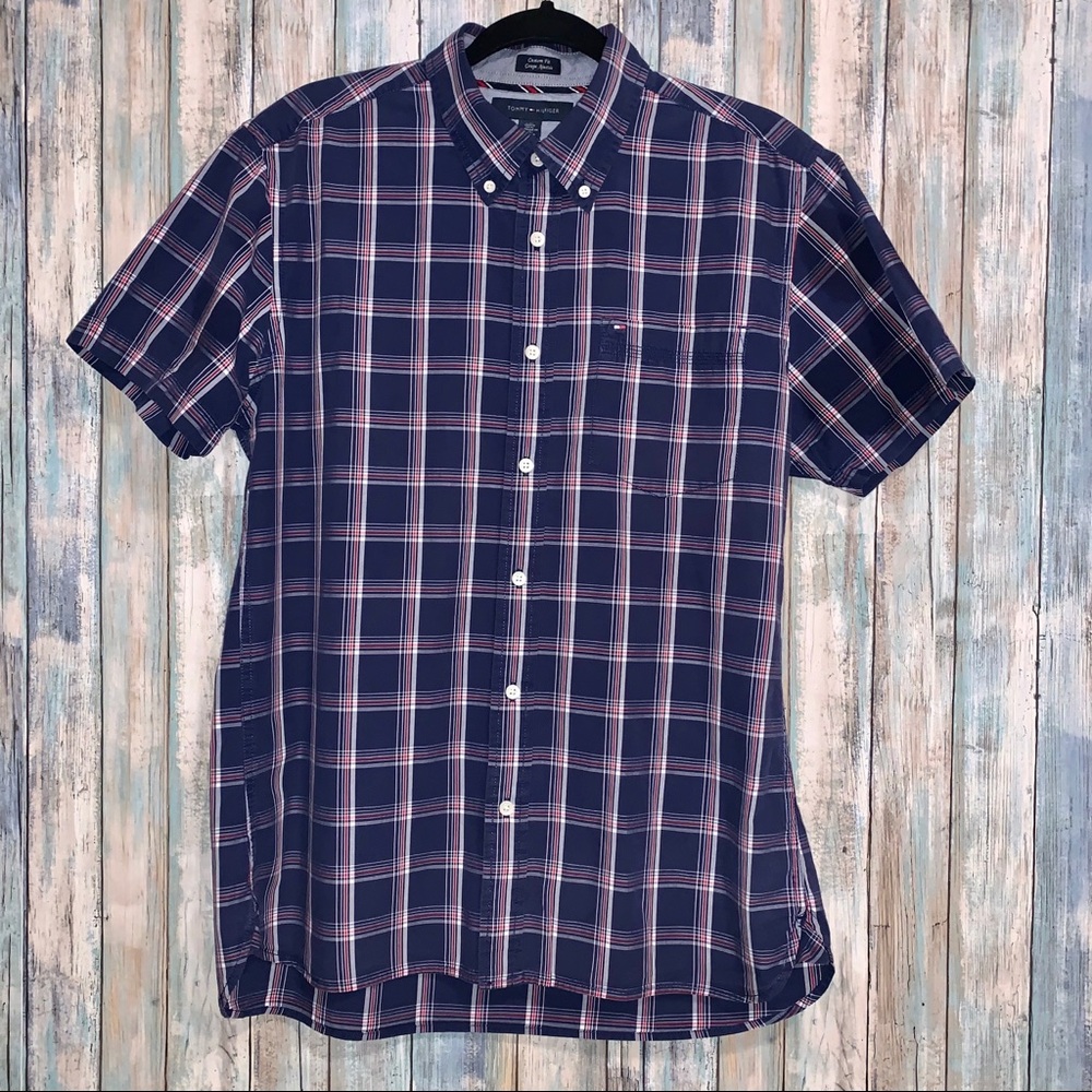 Tommy Hilfiger Mens Striped Button-Down Shirt L
